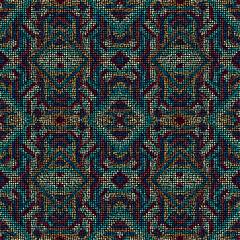 Aufkleber - Ethnic tribal style with colorful small dots on a black background. Decorative mosaic. Vector Seamless illustration.