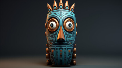 Wall Mural - Metallic 3D Totem illustration