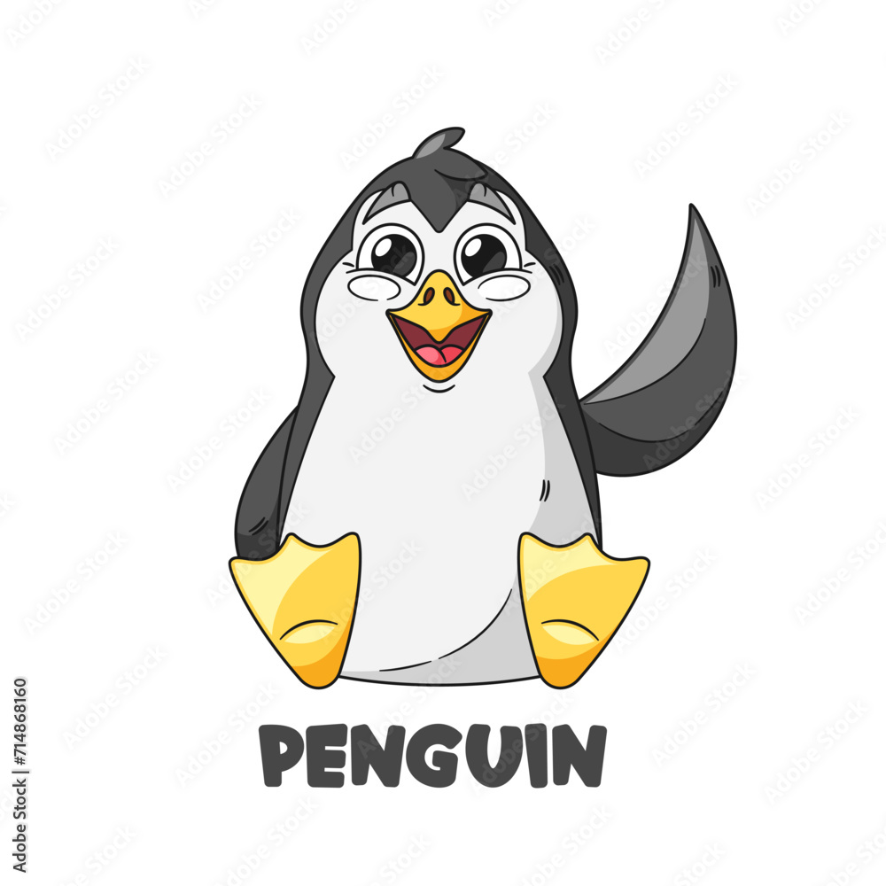 Lively Cartoon Penguin Character With A Round Belly, Orange Beak, And ...
