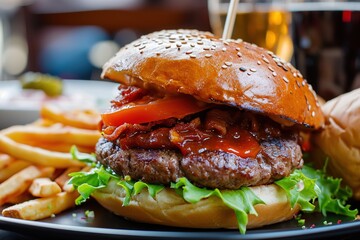 Smokey burger on plate