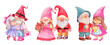 © stockdevil - Gnomes with valentine's day costume . Set 1 of 13 . White isolate background . Illustration .