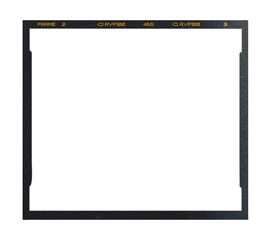 Camera transparent film strip mockup, isolated on white background template frame, real high-res 35mm photo scan analogue sheet negative