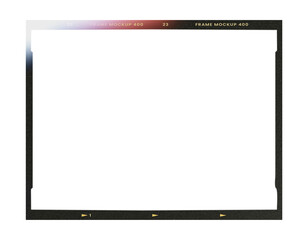 Camera transparent film strip mockup, isolated on white background template frame, real high-res 35mm photo scan analogue sheet negative
