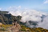 Fototapeta Krajobraz - Hiker on PR1 Pico do Arieiro - Pico Ruivo trail Madeira Portugal