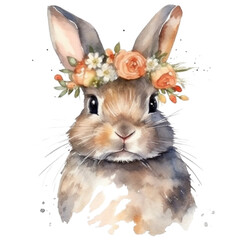 Wall Mural - rabbit and flower crown