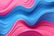 Abstract geometric design in pink and blue with rippled textures. Modern background with organic surfaces. Generative AI