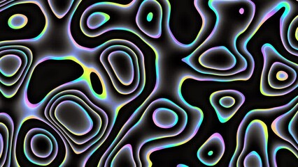 Poster - Distorted neon glowing lines abstract background on gray background. 4k loop