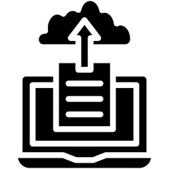 Sticker - Upload File on Cloud vector icon illustration of Work from Home iconset.