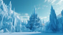 A Frozen Landscape With A Castle In The Middle Of It