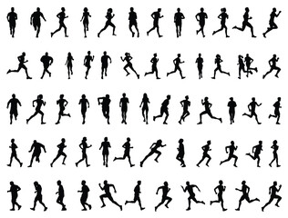 People running silhouette vector art