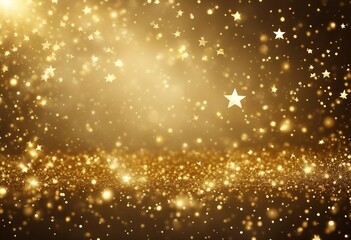 Abstract background with gold glowing stars and particle New year Christmas background with gold sta