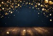 New year Christmas background with gold stars and sparkling Christmas Golden light shine particles b
