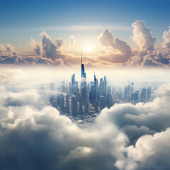 Canvas Print - Skyscrapers above the clouds.