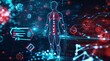 3D Anatomical Model of Human Body with Blue and Red Lights Generative AI