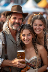 Poster - Drei Personen stehen mit Bier