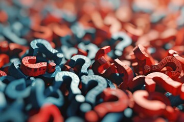 Aufkleber - Sea of red and blue question marks in a close-up view, concept of confusion.