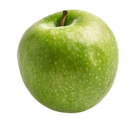 Wall Mural - Close-up of a fresh, ripe green apple on a white background, denoting healthy eating and nutrition.