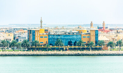 Wall Mural - Dammam coastline downtown panorama view from Murjan island, Saudi Arabia