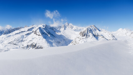 Wall Mural - winter mountain landscape. wallpaper or background. clear sky. cold weather and frost. high rocks an