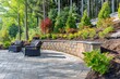 Serene Backyard Garden with Retaining Wall