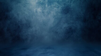 Wall Mural - dark blue abstract background in cyclorama style in misty atmosphere. opulent setting of extra depth