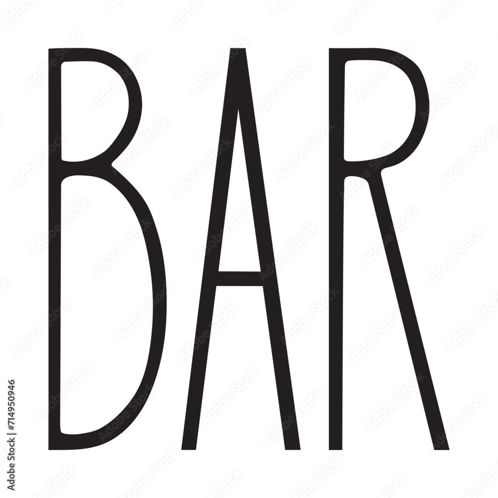 Vector lettering. Laconic simple inscription the word Bar in black ...