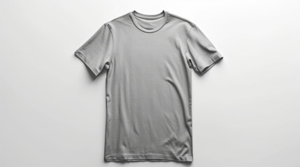 Wall Mural - Grey tshirt with a blank front view, mockup, white background.