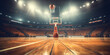 Basketball game sport arena with flood lights for basketball players with lighting background