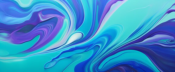Wall Mural - A symphony of vibrant blues, greens, and purples unfolds in a close-up view of a swirling marble pattern.