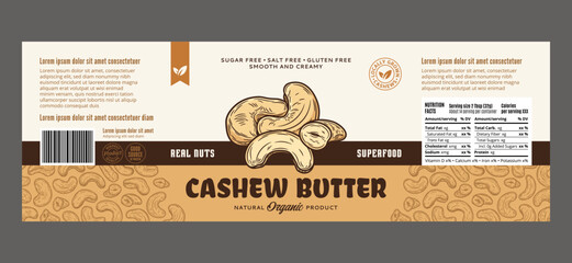 Sticker - Vector cashew butter label, packaging or branding design template