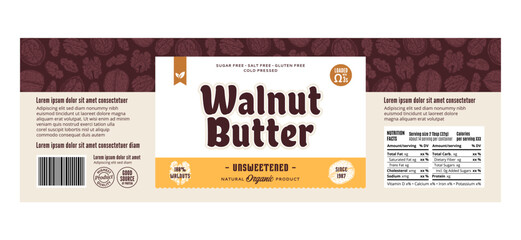 Sticker - Vector walnut butter label design template