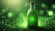 Zielona butelka, tło dekoracja, generative ai