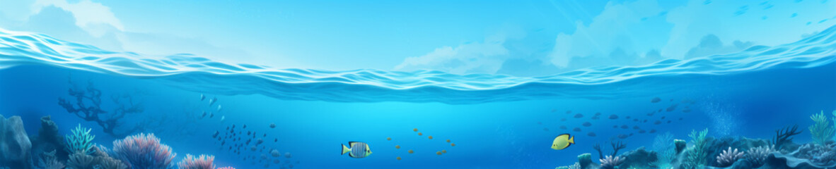 Wall Mural - abstract background with underwater theme, web site header or footer template