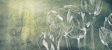 Fototapeta Niebo - tulpen zeichnung blumen illustration trauer konzept karte konturen