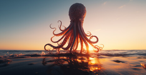 Octopus in the sunset