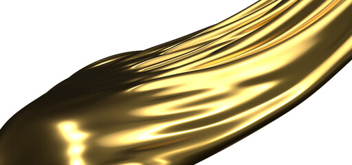 Sticker - Ethereal Elegance: Abstract 3D Gold Cloth Illustration for Airy and Delicate Visuals