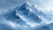 The mystical peaks of the etheric mountains, surrounded by a light fog, create the impression of a
