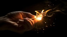 A Hand Holding A Lighter With A Sparking Flame Generative AI