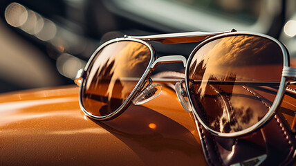 Wall Mural - sunglasses on a car