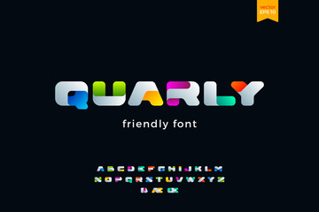 Poster - friendly colorful ribbon font vector geometric design.