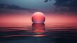 © piumi - The black sphere floating in the water of the ocean, in the style of soft tonal color shifts,