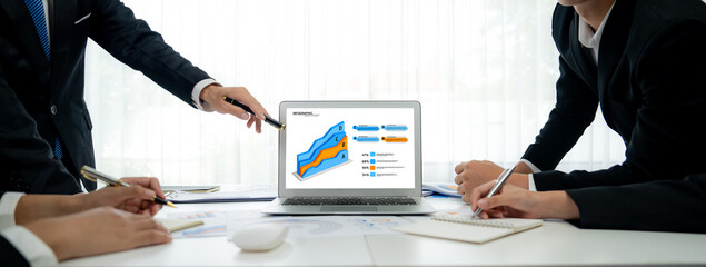 Poster - Business data dashboard analysis by computer software . Investment application display business sales and profit on the computer screen and advise marketing planning decision oratory .