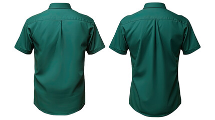 Wall Mural - A green shirt with short sleeves in front and back view, mockup, isolated, white background