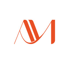 Fototapete - AM initial letter mark ligature style logo design template