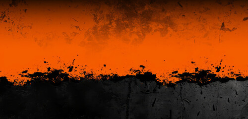 Wall Mural - Dynamic orange splash on a grungy black background.