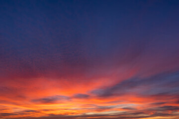 Wall Mural - dramatic orange sunset sky background overlay. ideal for sky replacement