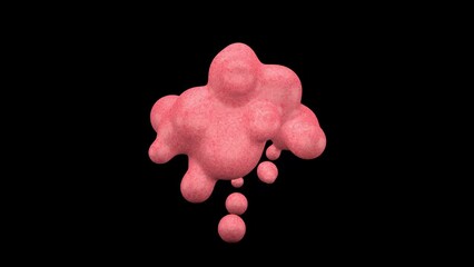 Wall Mural - 3D animation of red abstract smooth liquid shape. 4k seamless loop 3D animation. Smooth animation of bubbles, metaball with inner glow. isolated on black background.