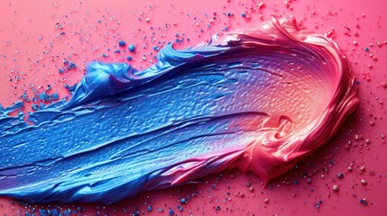 Wall Mural -  a close up of a blue and pink substance on a pink surface with blue and pink sprinkles.