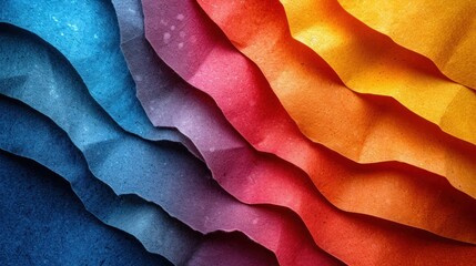 Poster -  a close up of a multicolored paper with wavy lines in the middle of the paper and the color of the paper is red, yellow, blue, green, orange, yellow, red, blue, and purple, and pink.