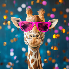 Sticker - portrait of giraffe at the party, AI generated